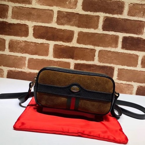 Mini kabelka Gucci Ophidia GG 546597 hnědá sametová