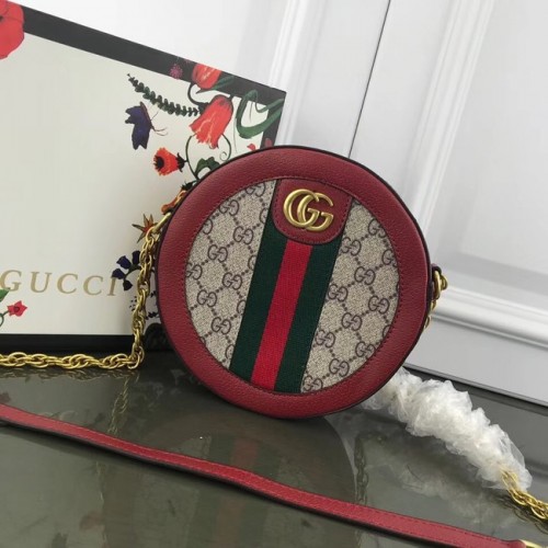 Gucci Ophidia mini GG kulatá kabelka přes rameno 171285 červená