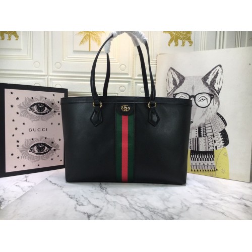 Gucci Ophidia série střední GG Tote Bag 631685 Černá