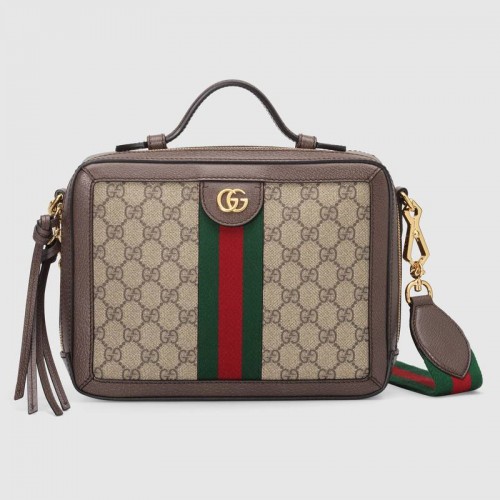 Malá kabelka přes rameno Gucci Ophidia GG 550622 hnědá