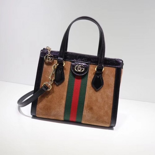 Malá taška Gucci Ophidia GG 547551 hnědá semišová