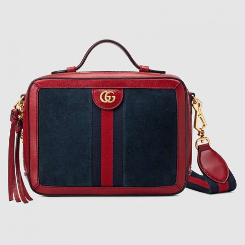 Malá kabelka přes rameno Gucci Ophidia 550622 Modrá semišová