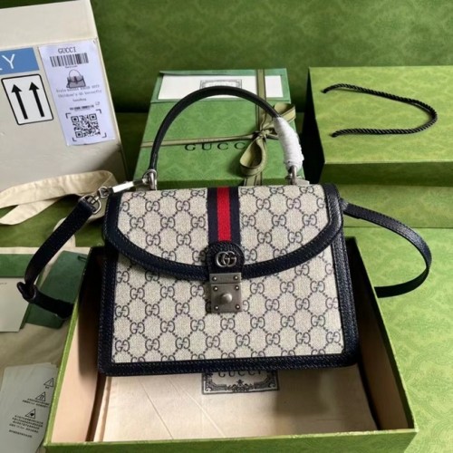 Malá kabelka Gucci Ophidia s horním uchem a webem 651055 modrá