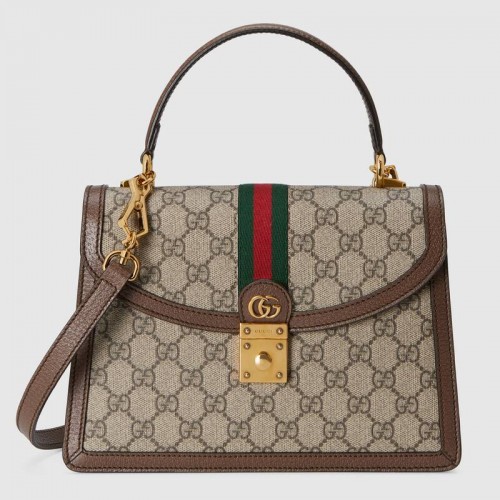 Malá kabelka Gucci Ophidia s horním uchem a webem 651055 hnědá