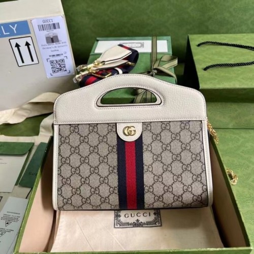 Malá kabelka Gucci Ophidia s webem 693724 bílá