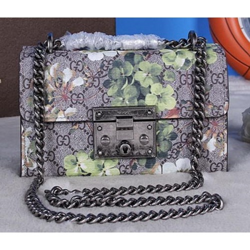 Kabelka přes rameno Gucci Padlock Blooms 409487 Černá