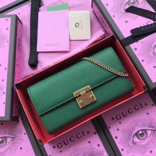 Gucci Padlock Continental Peněženka z telecí kůže 453506 Zelená