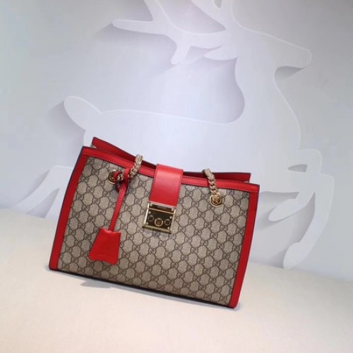 Plátěná kabelka přes rameno Gucci Padlock GG Supreme 479197 červená