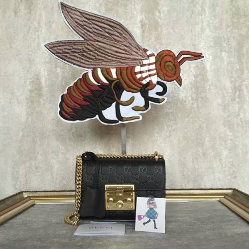 Gucci Padlock Gucci Signature Mini Taška přes rameno 409487A Černá