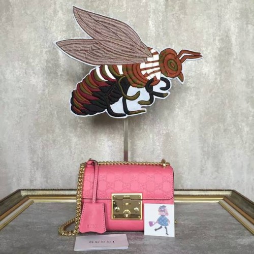 Gucci Padlock Gucci Signature Mini Taška přes rameno 409487A Růžová
