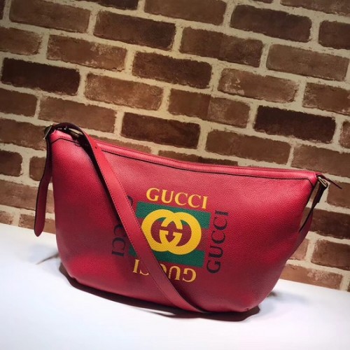 Hobo kabelka Gucci s potiskem půlměsíce 523588 červená