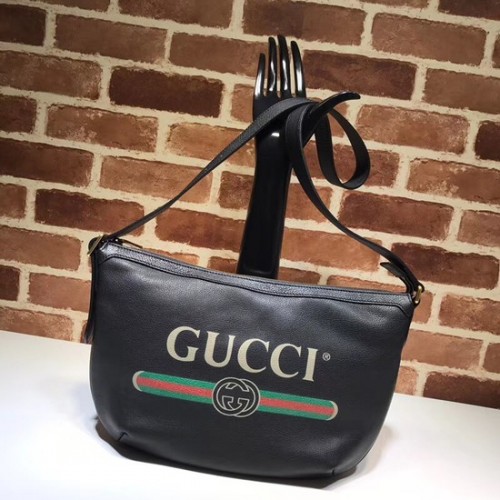 Kabelka hobo s potiskem půlměsíce Gucci 523589 černá