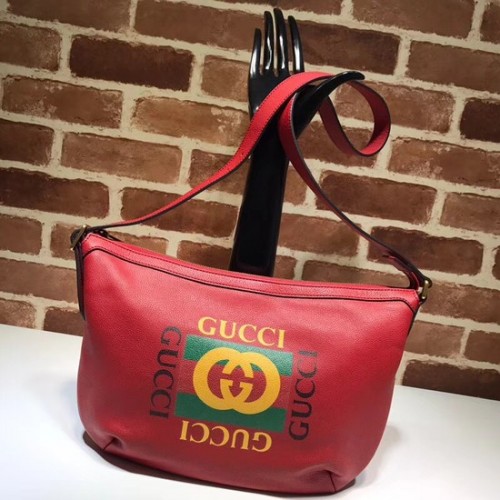 Hobo kabelka Gucci s potiskem půlměsíce 523589 červená