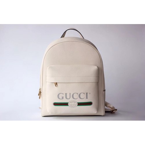 Kožený batoh s potiskem Gucci 547834 v krémově bílé barvě