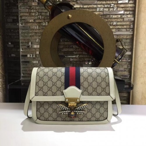 Střední kabelka přes rameno Gucci Queen Margaret GG Supreme 524356 bílá
