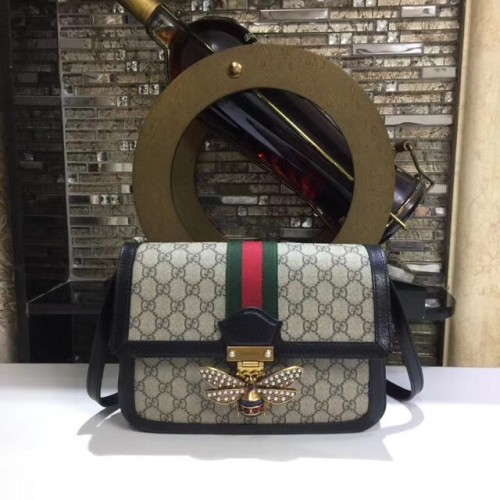 Střední kabelka přes rameno Gucci Queen Margaret GG Supreme 524356 černá