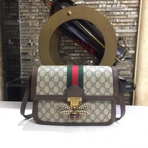 Střední kabelka přes rameno Gucci Queen Margaret GG Supreme 524356 hnědá