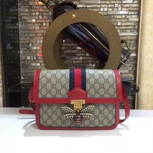 Střední kabelka přes rameno Gucci Queen Margaret GG Supreme 524356 červená