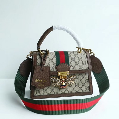 Malá kabelka Gucci Queen Margaret GG s horním uchem 476541 hnědá