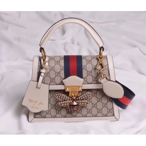 Malá kabelka Gucci Queen Margaret GG s horním uchem 476541 bílá
