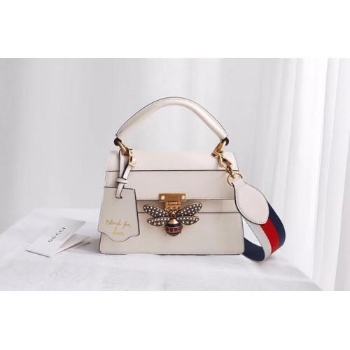 Malá kabelka Gucci Queen Margaret s horním uchem 476541 bílá