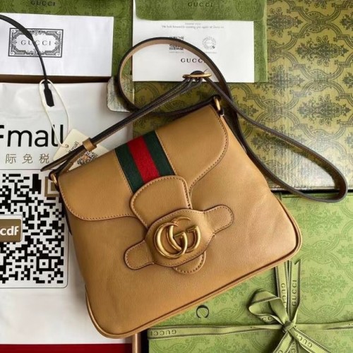 Gucci Malá kabelka přes rameno s dvojitým G 648934 hnědá