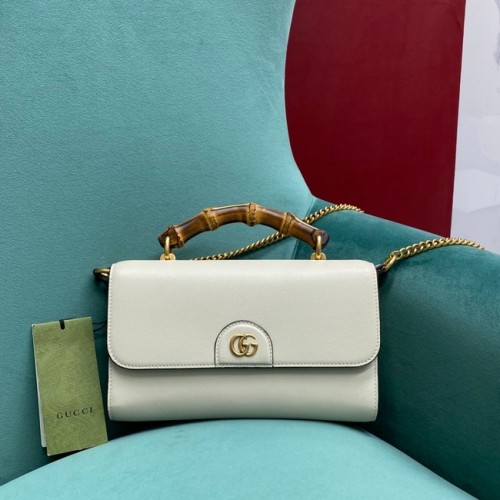 Gucci Malá kabelka s horním uchem a bambusem 675794 bílá