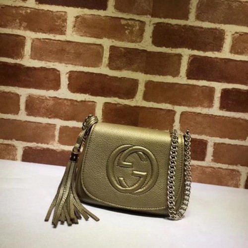Gucci Soho Chain ramenní taška z telecí kůže 323190 zlatá