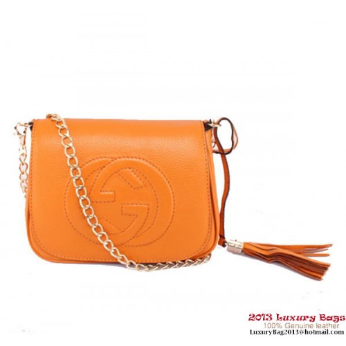 Gucci Soho kožená kabelka přes rameno 323190 Camel