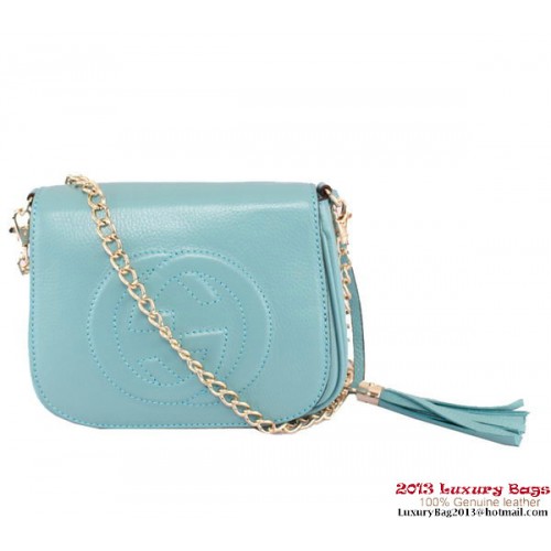 Kožená kabelka přes rameno Gucci Soho 323190 Royal Blue