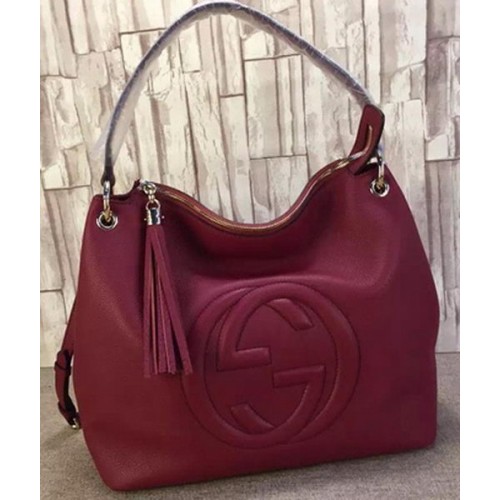 Gucci Soho Leather Hobo Bag Calfskin Leather 408825 Burgundská