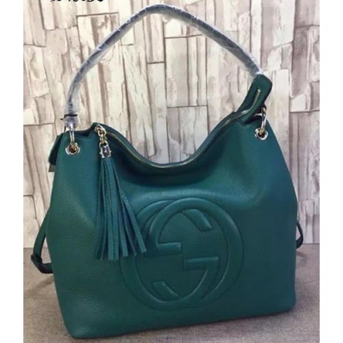 Gucci Soho Leather Hobo Bag Calfskin Leather 408825 Green