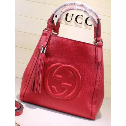 Kožená kabelka přes rameno Gucci Soho 336751 červená