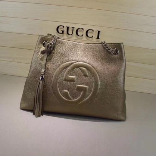 Gucci Soho střední kabelka z telecí kůže 308982 bronzová