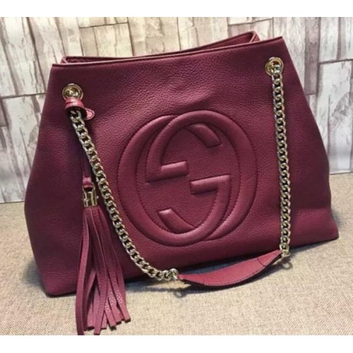 Gucci Soho Medium Tote Bag Calfskin Leather 308982 kaštanová