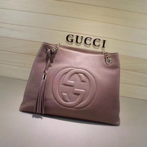 Gucci Soho střední kabelka z telecí kůže 308982 růžová