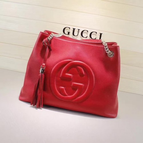 Gucci Soho střední kabelka z telecí kůže 308982 červená