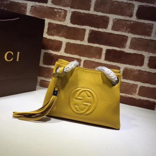 Gucci Soho Malá taška z telecí kůže 387043 Žlutá