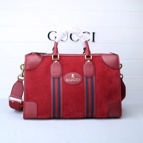 Gucci semišová cestovní taška s webem 459311 červená