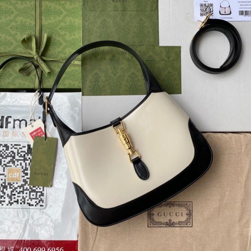 Gucci Vintage Jackie 1961 Originální Kožená Hobo Kabelka 636706 Bílá Černá