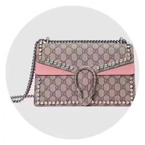 Gucci Dionysus malá kabelka přes rameno GG 400249 růžová