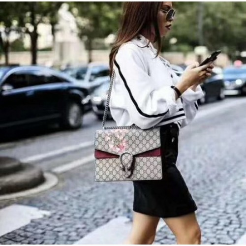 Plátěná kabelka přes rameno Gucci Dionysus GG 403348 vínová