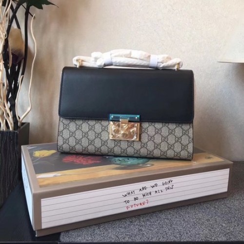 Gucci Padlock Medium GG ramenní taška 409486A černá