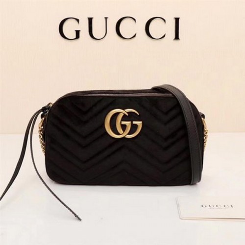 Gucci GG Marmont Matelasse sametová ramenní taška 447632 černá