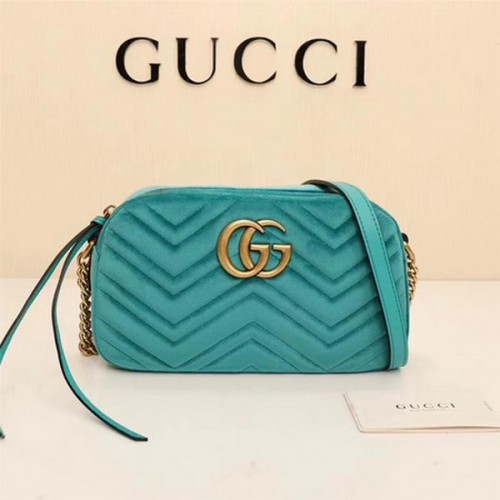 Gucci GG Marmont Matelasse sametová ramenní taška 447632 zelená