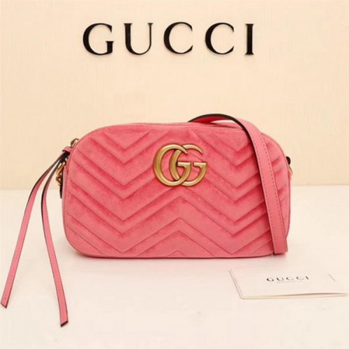 Gucci GG Marmont Matelasse sametová kabelka přes rameno 447632 růžová