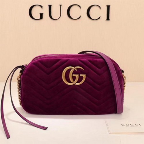 Gucci GG Marmont Matelasse sametová ramenní taška 447632 fialová