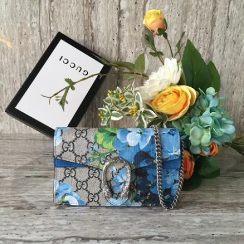 Gucci Dionysus GG Blooms Super mini kabelka 476432 modrá