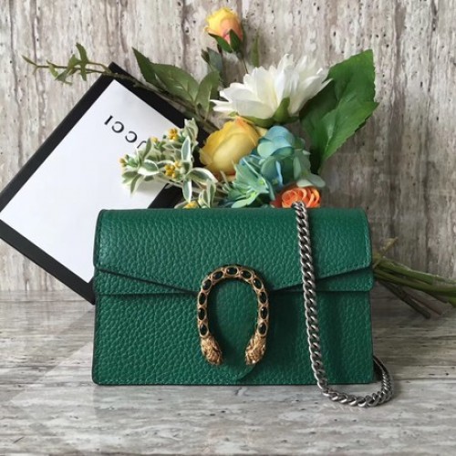 Gucci Dionysus kožená super mini kabelka 476432 zelená