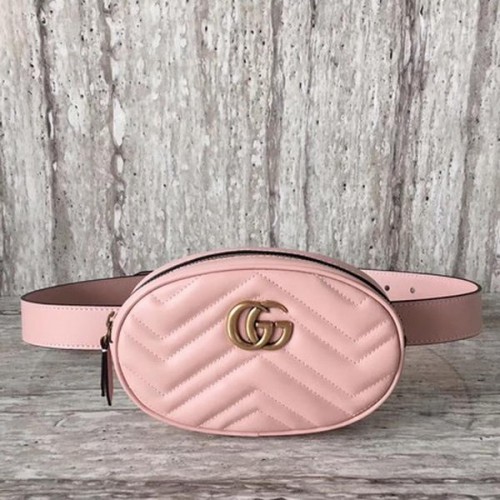 Gucci GG Marmont Kožená kabelka na opasek 476434 Růžová
